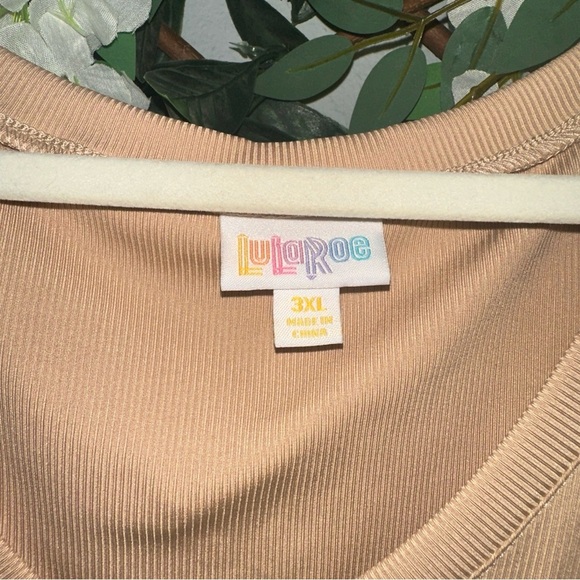 LuLaRoe Beige V-Neck Short Sleeve Top - Picture 3 of 4